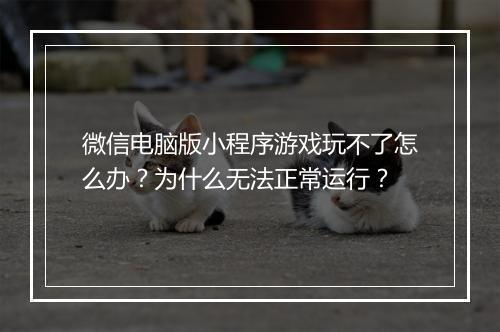 微信电脑版小程序游戏玩不了怎么办?为什么无法正常运行?