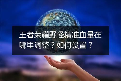 王者荣耀野怪精准血量在哪里调整?如何设置?