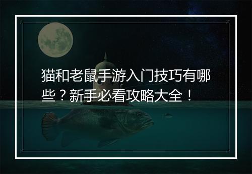 猫和老鼠手游入门技巧有哪些?新手必看攻略大全!