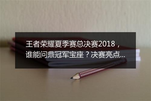 王者荣耀夏季赛总决赛2018,谁能问鼎冠军宝座?决赛亮点盘点!