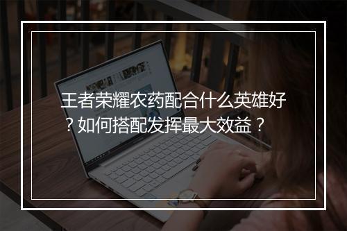 王者荣耀农药配合什么英雄好?如何搭配发挥最大效益?