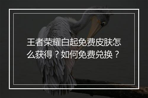 王者荣耀白起免费皮肤怎么获得?如何免费兑换?