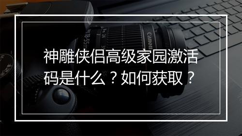 神雕侠侣高级家园激活码是什么?如何获取?