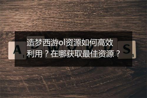 造梦西游ol资源如何高效利用?在哪获取最佳资源?
