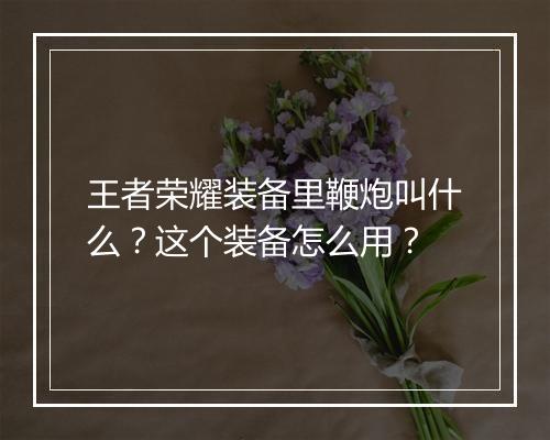 王者荣耀装备里鞭炮叫什么?这个装备怎么用?