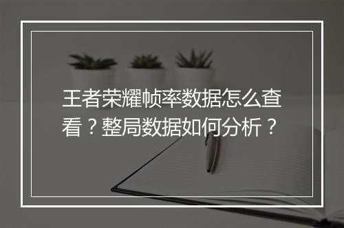 王者荣耀帧率数据怎么查看?整局数据如何分析?