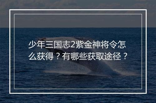 少年三国志2紫金神将令怎么获得？有哪些获取途径？