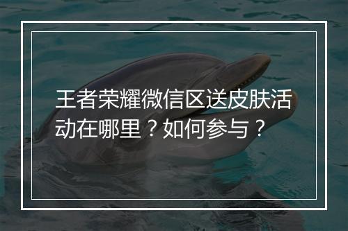 王者荣耀微信区送皮肤活动在哪里?如何参与?