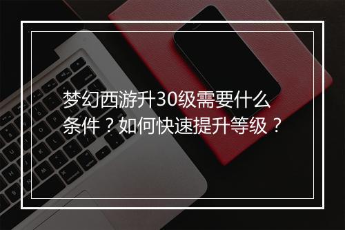 梦幻西游升30级需要什么条件?如何快速提升等级?