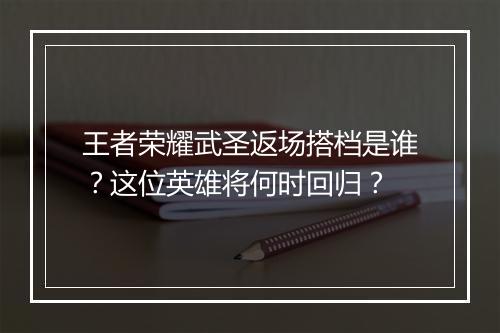 王者荣耀武圣返场搭档是谁?这位英雄将何时回归?