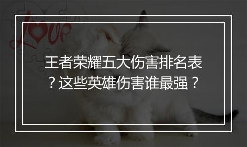 王者荣耀五大伤害排名表?这些英雄伤害谁最强?