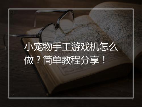 小宠物手工游戏机怎么做?简单教程分享!