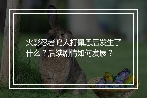 火影忍者鸣人打佩恩后发生了什么?后续剧情如何发展?