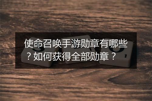 使命召唤手游勋章有哪些?如何获得全部勋章?