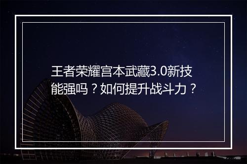 王者荣耀宫本武藏3.0新技能强吗?如何提升战斗力?