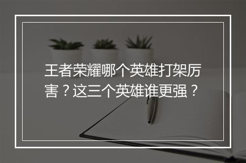 王者荣耀哪个英雄打架厉害?这三个英雄谁更强?