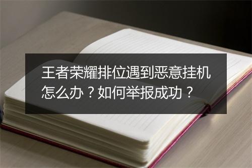 王者荣耀排位遇到恶意挂机怎么办?如何举报成功?