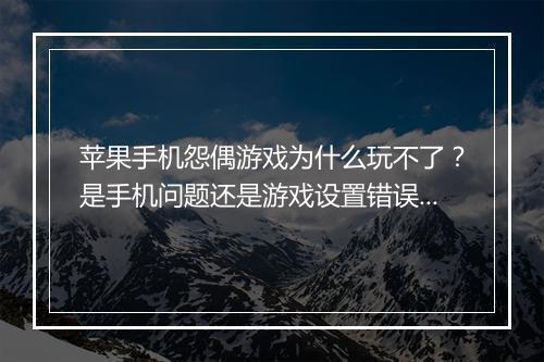 苹果手机怨偶游戏为什么玩不了?是手机问题还是游戏设置错误?