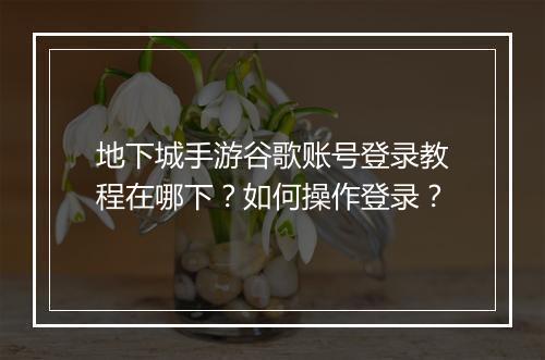 地下城手游谷歌账号登录教程在哪下?如何操作登录?