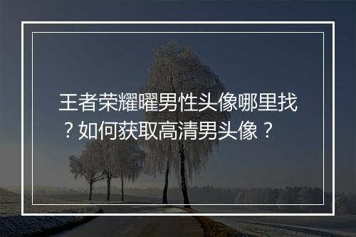 王者荣耀曜男性头像哪里找?如何获取高清男头像?