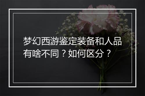 梦幻西游鉴定装备和人品有啥不同?如何区分?