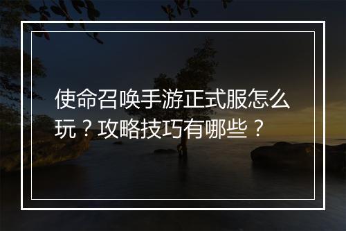 使命召唤手游正式服怎么玩?攻略技巧有哪些?