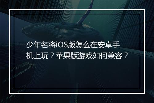 少年名将iOS版怎么在安卓手机上玩?苹果版游戏如何兼容?