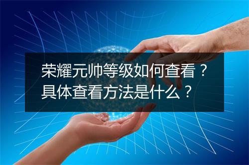 荣耀元帅等级如何查看?具体查看方法是什么?