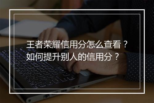 王者荣耀信用分怎么查看?如何提升别人的信用分?