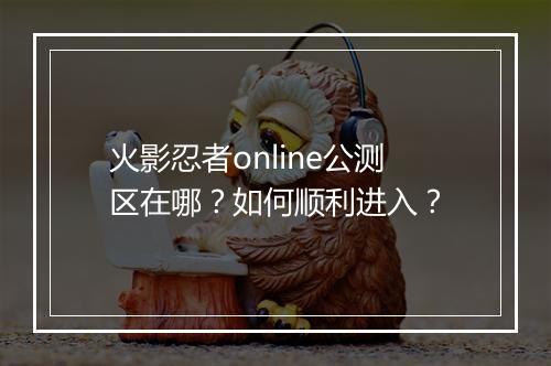火影忍者online公测区在哪?如何顺利进入?