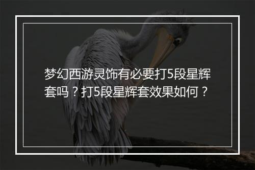 梦幻西游灵饰有必要打5段星辉套吗?打5段星辉套效果如何?