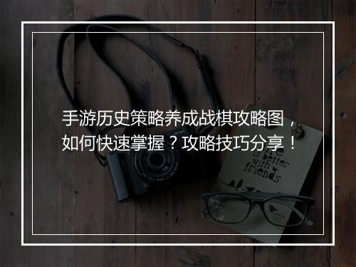手游历史策略养成战棋攻略图,如何快速掌握?攻略技巧分享!