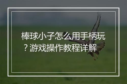 棒球小子怎么用手柄玩?游戏操作教程详解