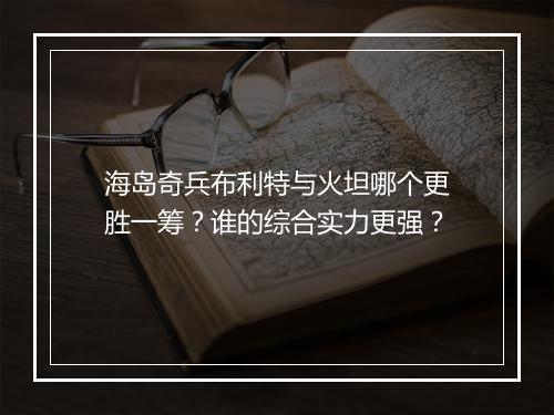 海岛奇兵布利特与火坦哪个更胜一筹?谁的综合实力更强?
