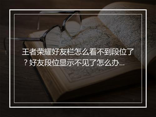 王者荣耀好友栏怎么看不到段位了?好友段位显示不见了怎么办?