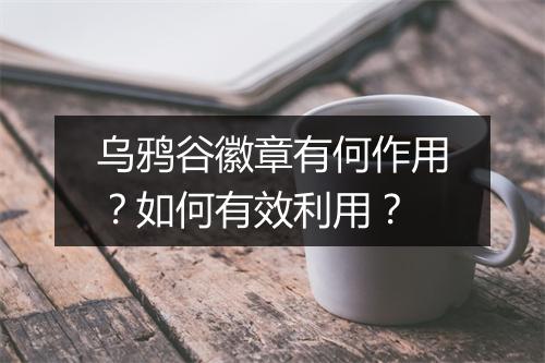 乌鸦谷徽章有何作用?如何有效利用?