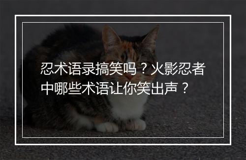 忍术语录搞笑吗?火影忍者中哪些术语让你笑出声?