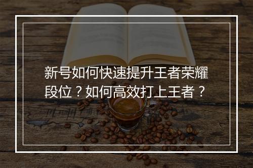 新号如何快速提升王者荣耀段位?如何高效打上王者?
