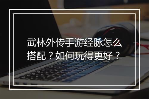 武林外传手游经脉怎么搭配?如何玩得更好?
