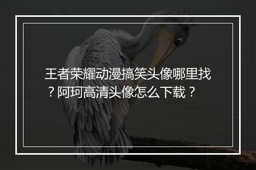 王者荣耀动漫搞笑头像哪里找?阿珂高清头像怎么下载?