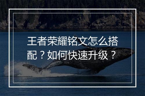 王者荣耀铭文怎么搭配？如何快速升级？