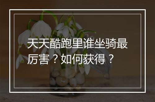 天天酷跑里谁坐骑最厉害？如何获得？