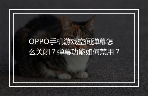 OPPO手机游戏空间弹幕怎么关闭？弹幕功能如何禁用？