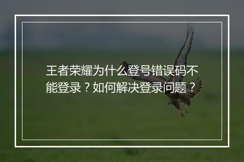 王者荣耀为什么登号错误码不能登录？如何解决登录问题？