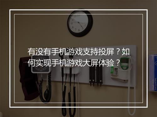 有没有手机游戏支持投屏？如何实现手机游戏大屏体验？