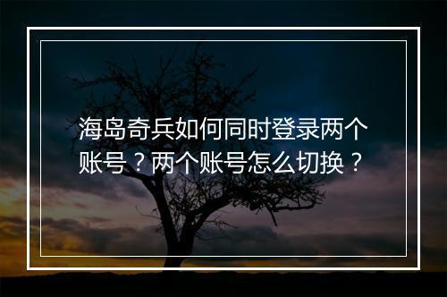 海岛奇兵如何同时登录两个账号？两个账号怎么切换？