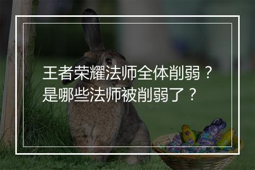 王者荣耀法师全体削弱？是哪些法师被削弱了？