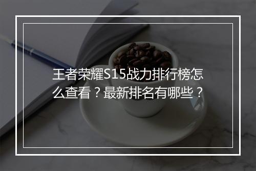 王者荣耀S15战力排行榜怎么查看？最新排名有哪些？